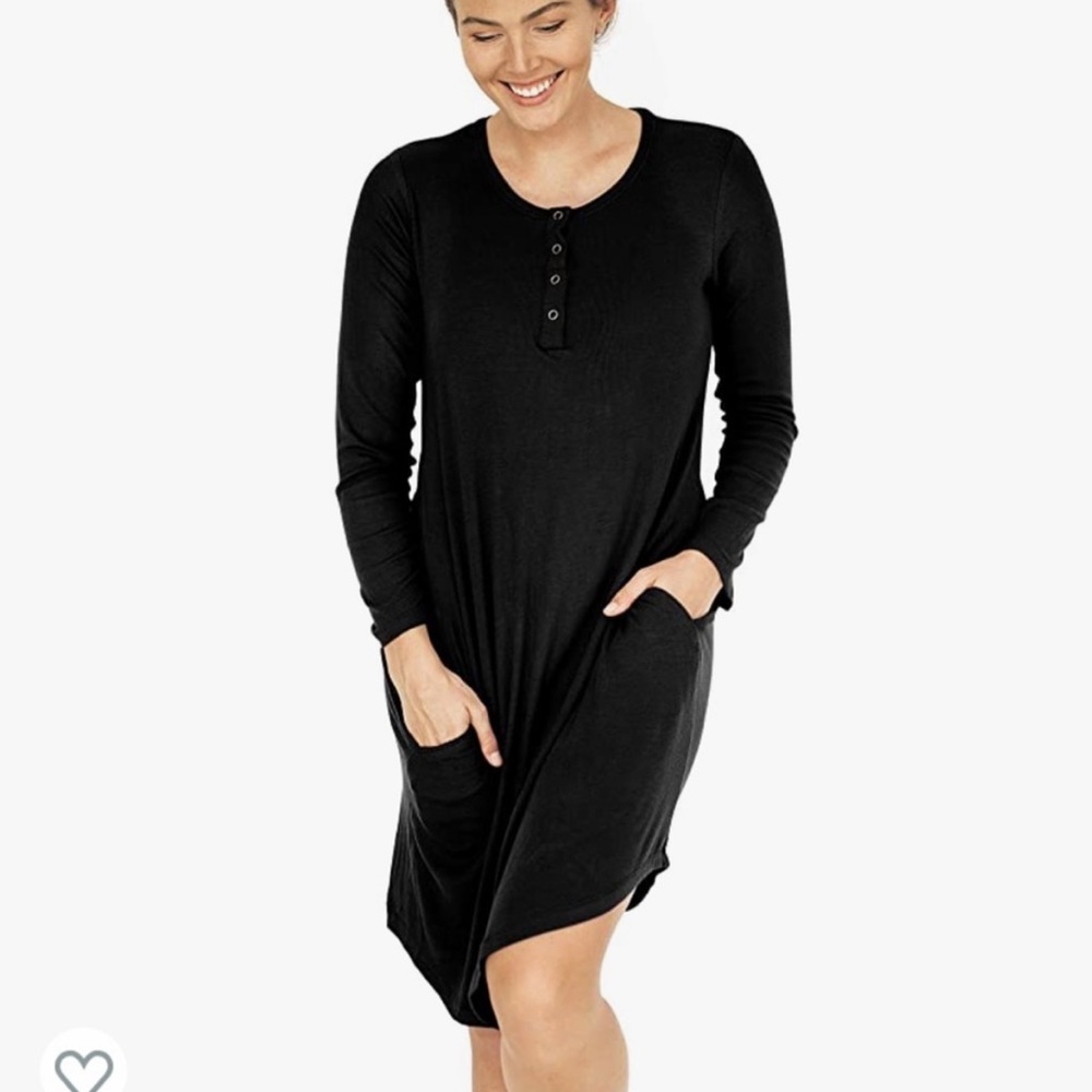 Kindred bravely Betsy bamboo Henley nursing black nightgown